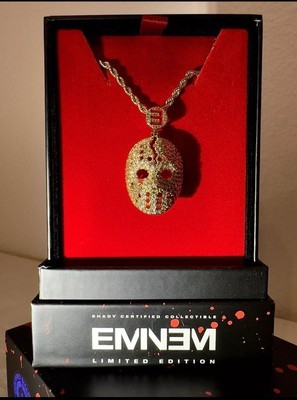 Eminem Diamond GOLD Hockey Mask Necklace 24 Inch Chain Sold Eminem Diamond GOLD Hockey Mask Necklace 24 Inch Chain Sold