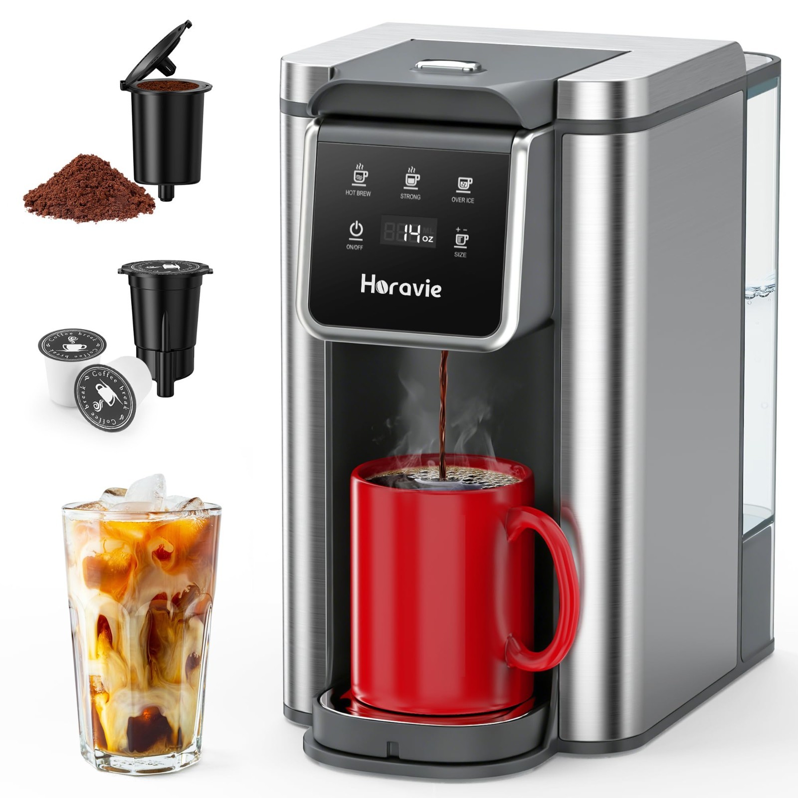 For K-cup Pod And Grounds, Hot And Iced Coffee Maker,