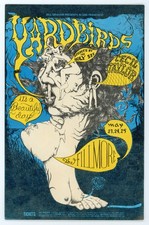 Vintage 1968 Yardbirds & Beautiful Day Show Handbill Fillmore SF Lee Conklin Art