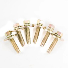 1986-1993 Mustang Yellow Zinc 8mm Fender Bolts W Built On Washers Set Of 6