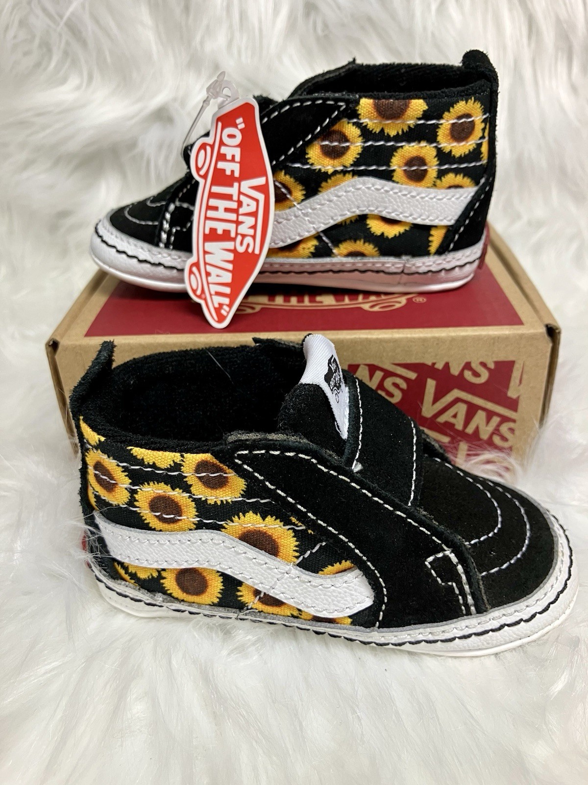 Vans &ldquo;Off  The Wall&rdquo;  Toddler Size 4 Crib Shoes Sunflower Black/Yellow ~ L👀K