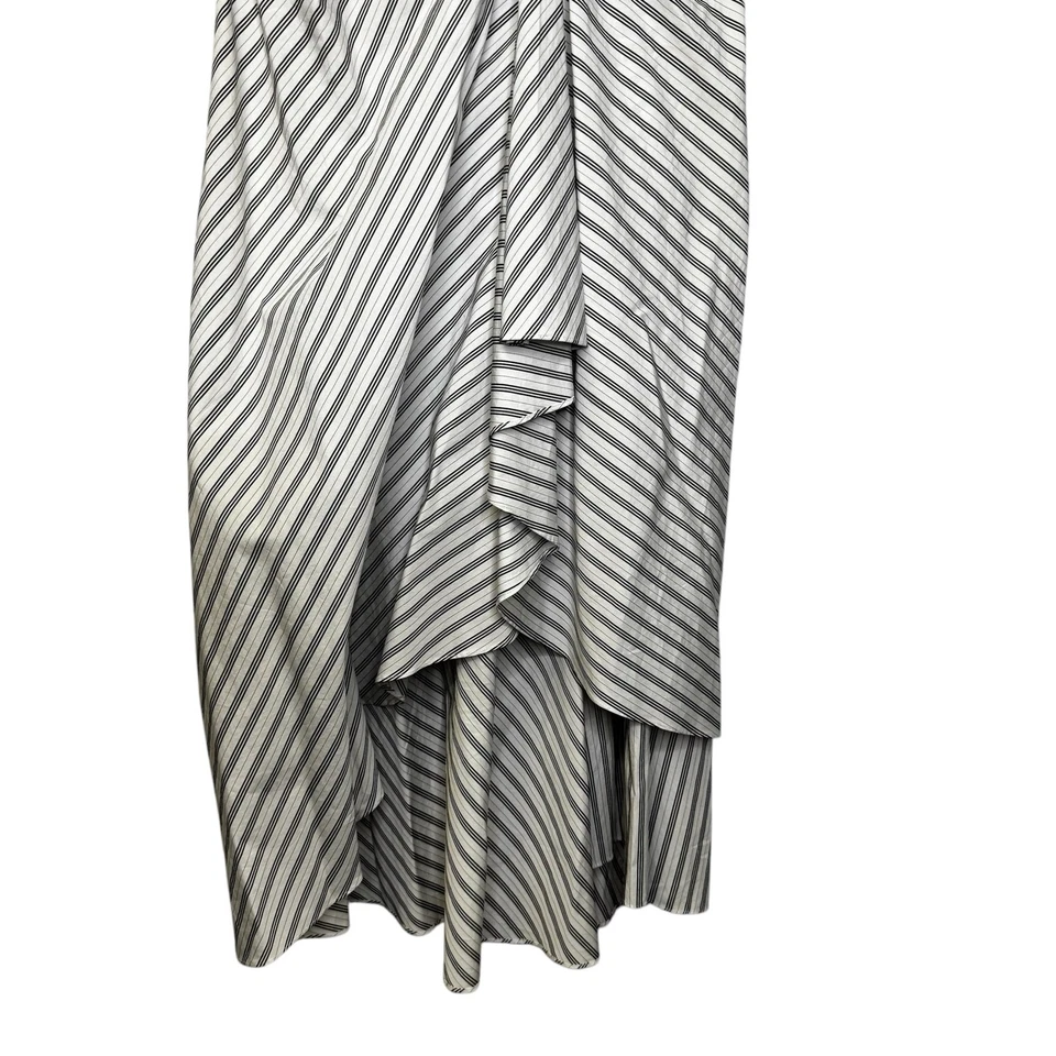 A.L.C. White Blue Stripe Diller Draped Cotton Midi Pencil Skirt Womens 2 - Image 3 of 4
