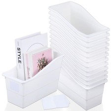 12 Pack Large Book Bins, Durable Magazine Organizer File Holder High-Quality ...