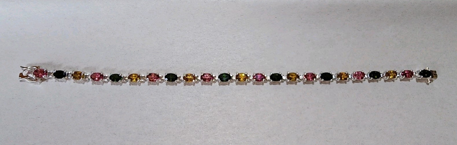 Sterling Silver Yellow, Pink, Green Citrine Multi-Gemstone 8