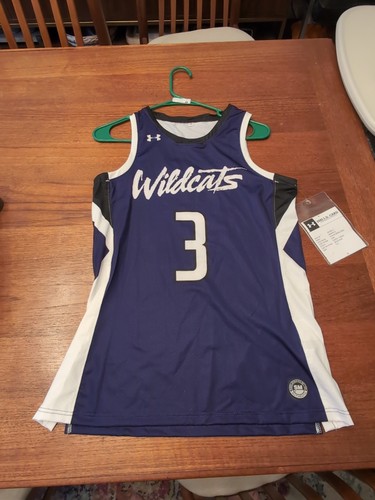 Neu mit Etikett Under Armour Northwestern Wildcats Damen kleines Basketballtrikot Nr. 3