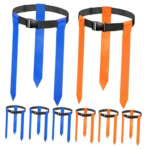 Flag Football Belts, 6/14 Players Game Kit with 6 Sets (3 Orange and 3 Blue)