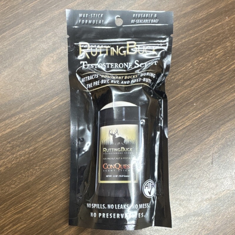 Conquest Rutting Buck Testosterone Scent Wax-Stick Black Reusable Deer