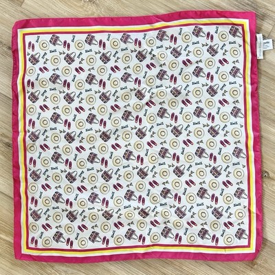 Barbieri Italy SILK Scarf Pink Yellow Hats Purse Glasses 19'' Square 90s Style