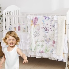 Wildflower Butterfly Crib Bedding Sets for Girls Farmhouse Baby Nursery Beddi...
