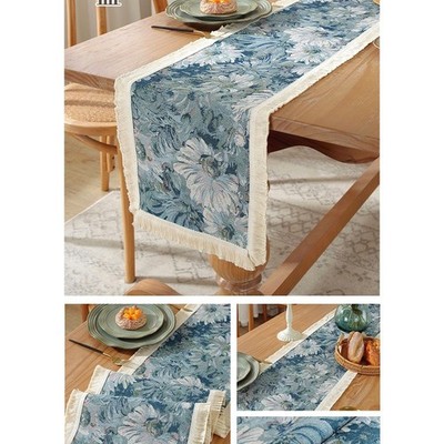 Fransen Tischdecke Retro Tischdeko 100 Prozent Polyester stilvolle Quastendetail