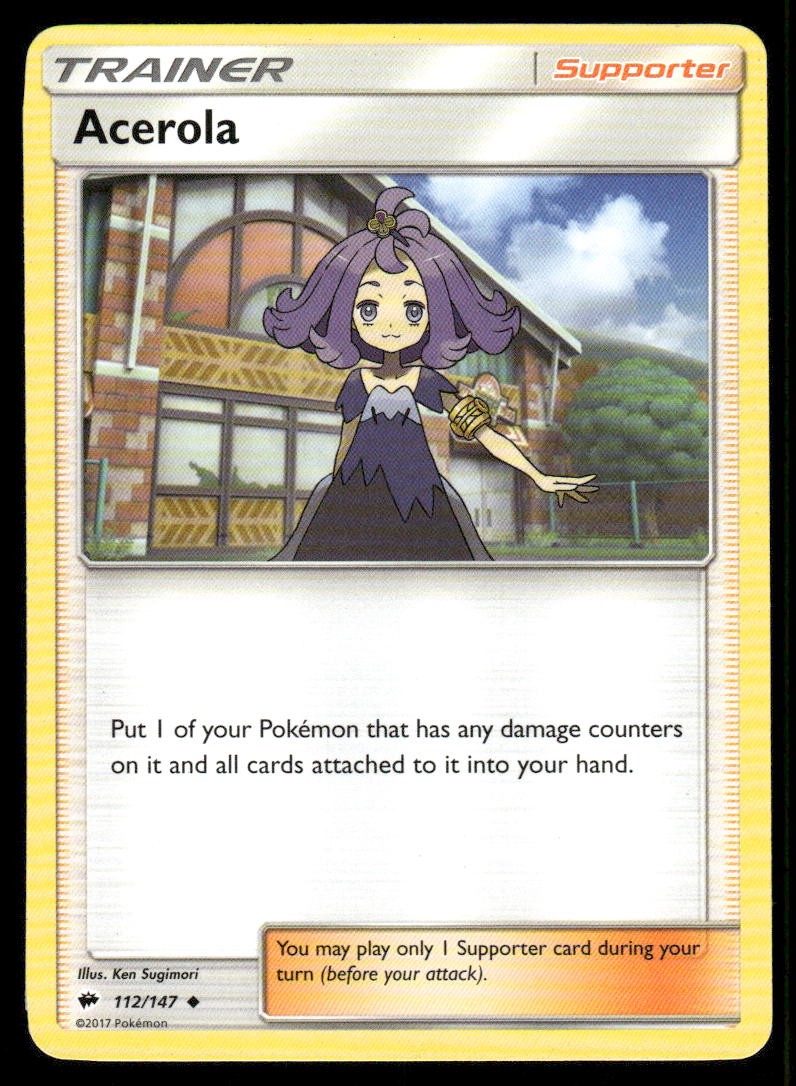 Acerola 112/147 Uncommon Burning Shadows Pokemon Lightly Played