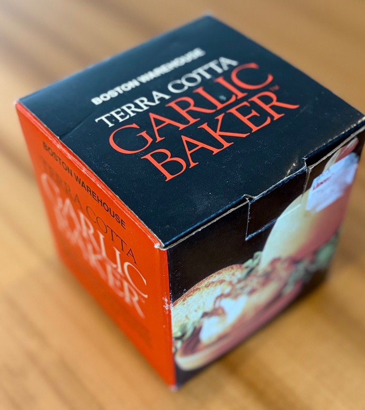 Vintage Boston Warehouse Terra Cotta Covered Garlic Baker Boxed made in Vietnam