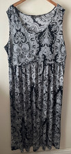 Mr Max Dress Size 3XL 26-28 Black White Printed Stretch Sleeveless Midi Formal