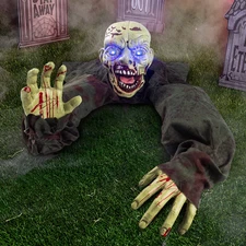 Halloween Groundbreaker Animated Decoration Zombie w/Creepy Sound & Flashing Eye