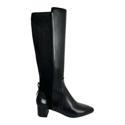 Cole Haan Women's Go-To Block Boot Mixed-Media Boots Black Leather Size 8B
