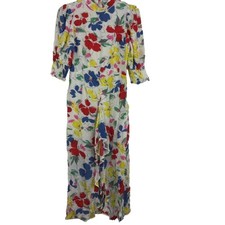 RIXO For Target Floral Mock Neck Cascade Ruffle Split Front Maxi Dress Multi 14