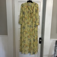 Miss Elaine Gown Robe Sunshine Yellow Floral Sheer Lace Regal Cottage VTG Set