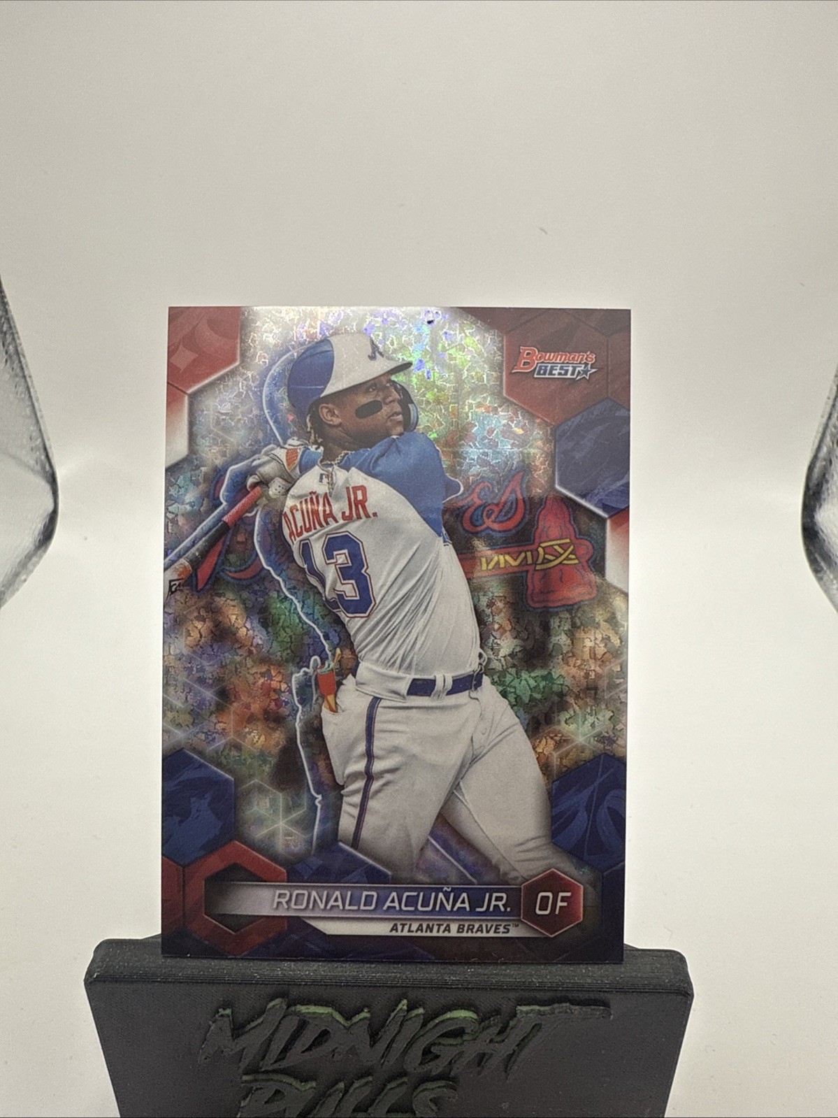 Ronald Acuna Jr /299, 2023 Bowmans Best, Refractor Mini-Diamond, #18, Braves