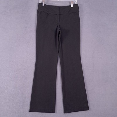 Express Dress Pants Womens 4 Black Pin Striped Editor Mid Rise Bootcut Preppy