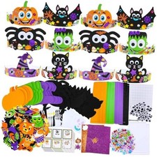 24 Sets Halloween Headbands Craft Kits DIY Crown Art Sets Spider Bat Jack-o'