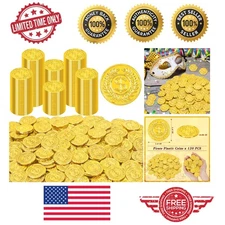 Lightweight 120 PCS Gold Coins - 1.4 Inch Plastic Pirate Party Favors for Kids