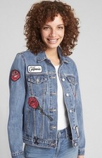 GAP Denim Jacket Women s Embroidered Rose Patches Limited Edition Vintage Style