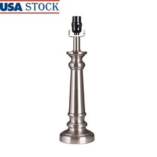 Transitional Design Table Lamp Base Brushed Nickel Office Dorm Room Decor Silver