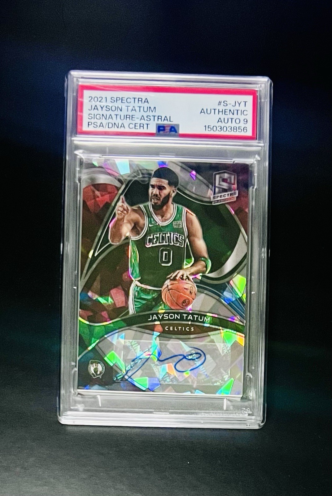 2021 Panini Spectra Jayson Tatum Signature Cracked Ice 18/25 - PSA 9 Auto Grade