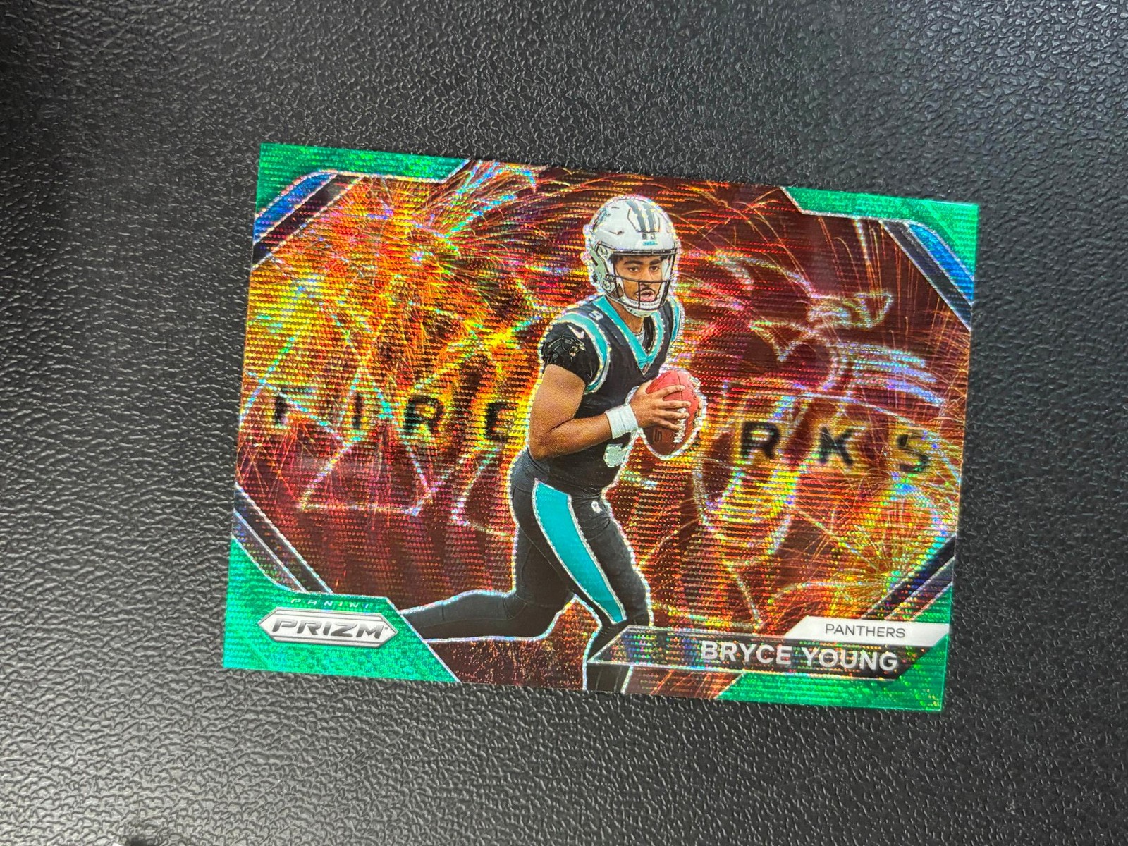 Bryce Young 2023 Prizm Fireworks Green Wave Rookie RC Carolina Panthers E27