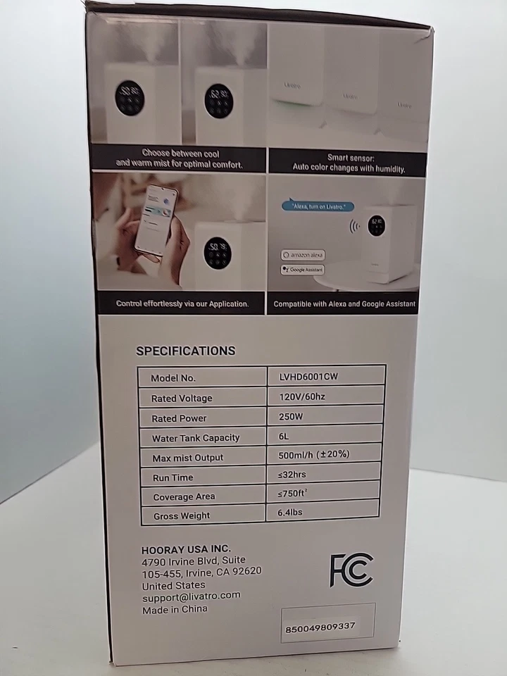 6L Smart Warm & Cool Mist Humidifier for Bedroom, Top Fill,Alexa & App Control,6 - Image 2 of 3