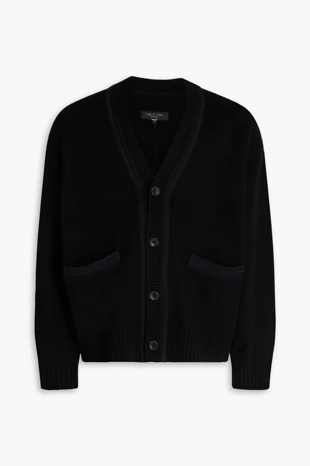 Rag & Bone Clarkson Cardigan Jacket Black Wool  Suede Trim M;NWT - Image 3 of 4