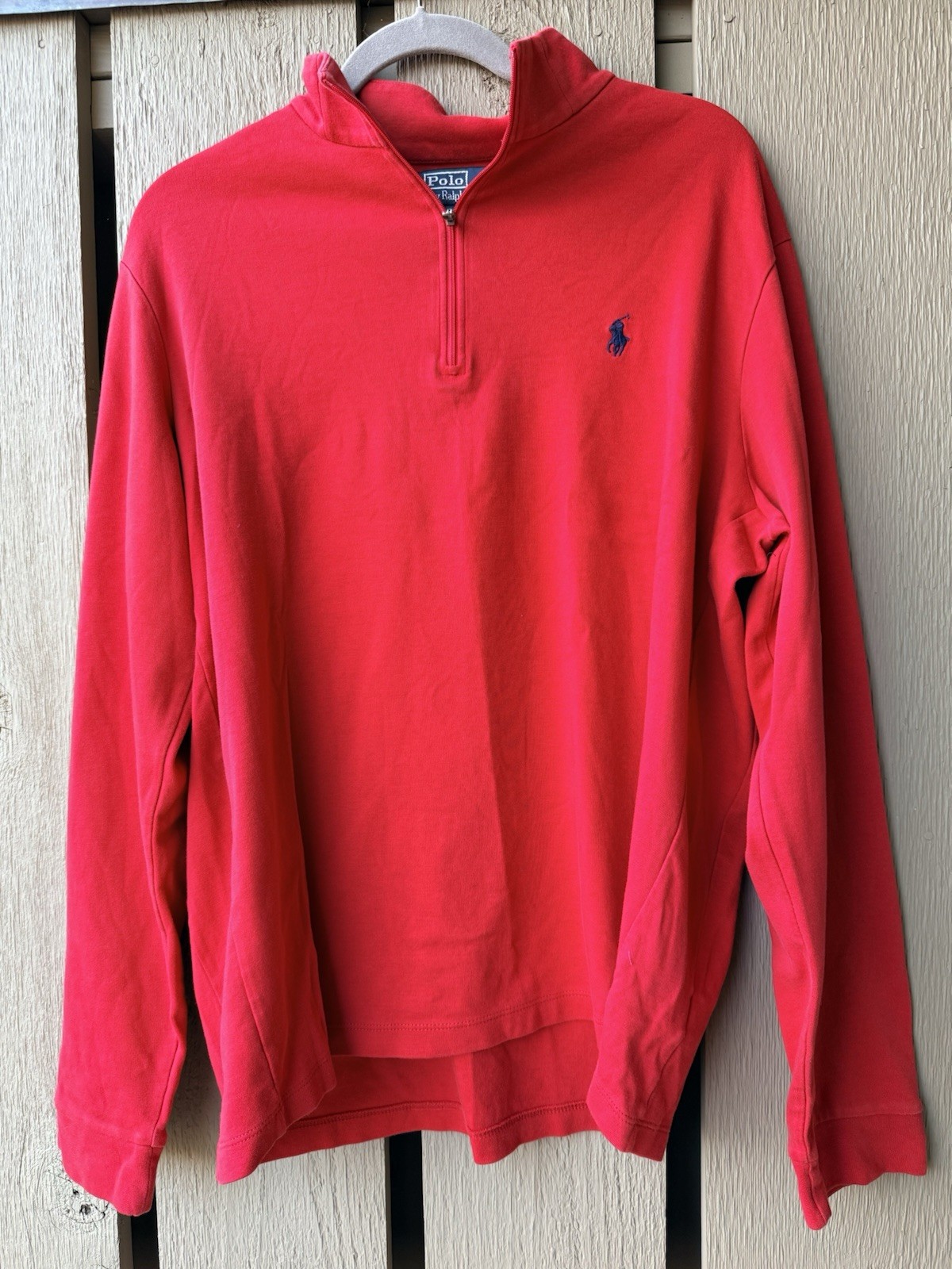 Ralph Lauren Men's XL Red Quarter Zip Long Sleeve Polo Shirt 💯% Pima Cotton