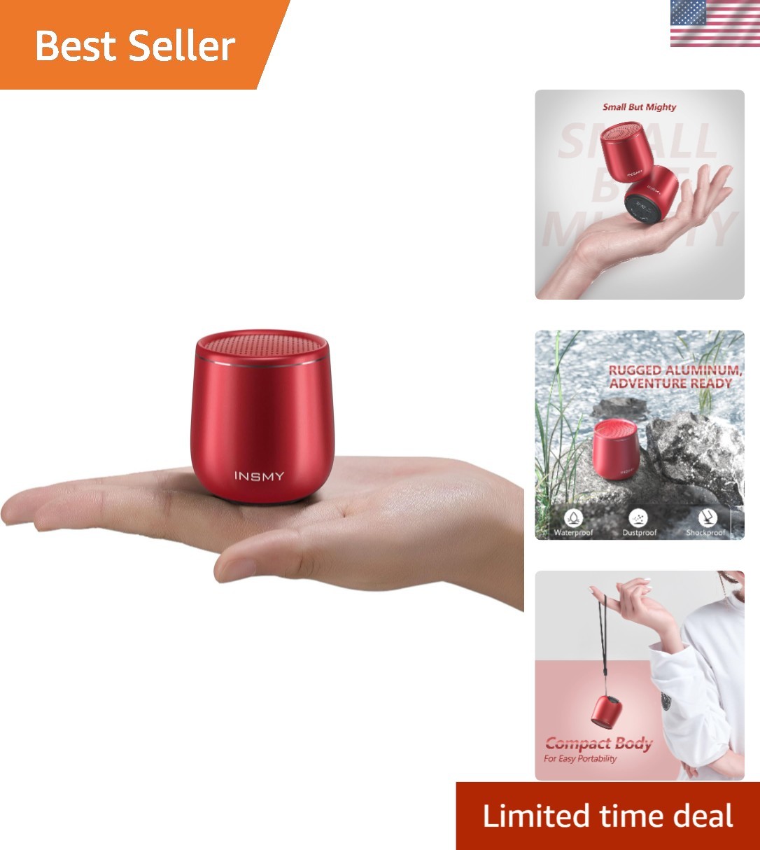 Mini Waterproof Speaker with Stereo Pairing & 100ft Bluetooth Range-image