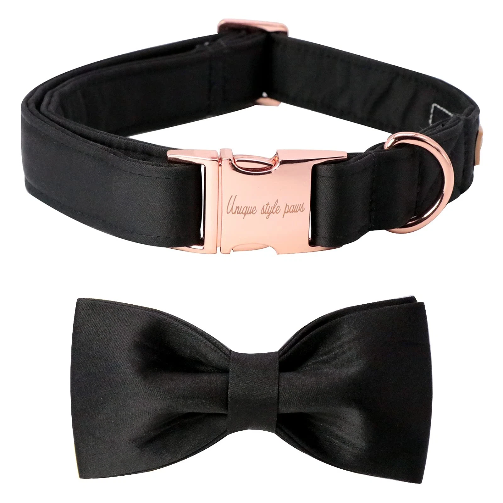 Dog Collar, Black Silk Dog Collar with Bow, Soft Bowtie Adjustable Pet Collar...