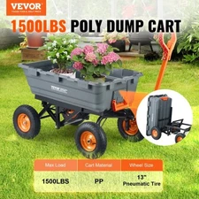 VEVOR Garden Cart, Durable Poly Dump Cart with Simple Assembly Steel Structure,