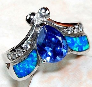 Australian Opal Inlay 925 Solid Sterling Silver Ring Sz 6 GA3-3