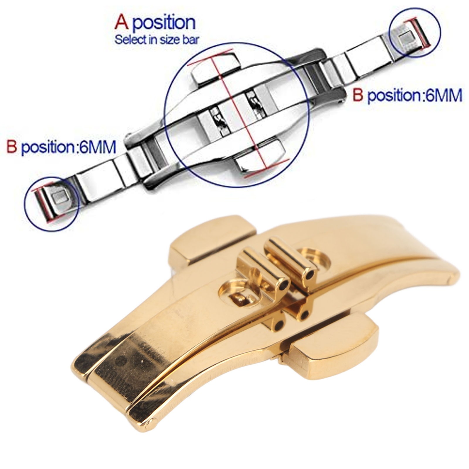 Butterfly Clasp Universal 6x23mm Watch Clasp Buckle 2 Push Buttons For Repair Ma
