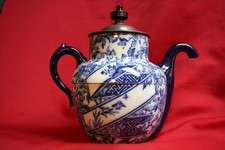 Doulton's Nipon Burslem England Royles Patent Self Pouring Flow Blue Teapot 1886