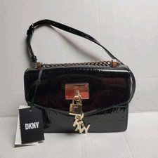 DKNY Elissa Small Shoulder Bag Black w/Gold Accents NWT Retail 198 R333XC81 New