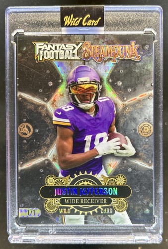 2026 Wild Card Fantasy Football Steampunk Justin Jefferson Gold #1/1 Vikings