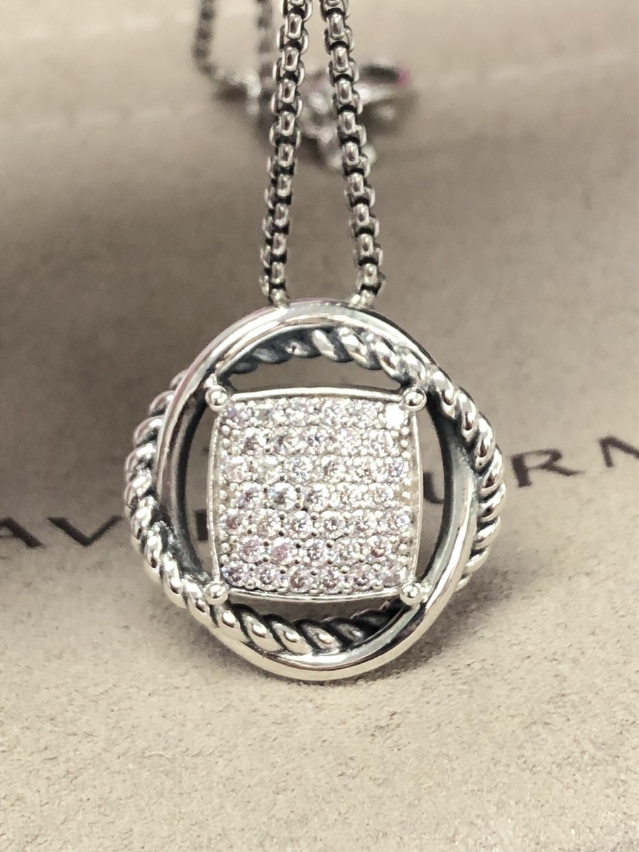 David Yurman パヴェダイヤモンド　ペンダントヘッド David Yurman Sterling Silver Infinity Pave Diamond 14mm Pendant