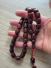 Cherry Islamic Prayer  German Bakelite AMBER Rosary.14x14mm.33 beads.Tasbih
