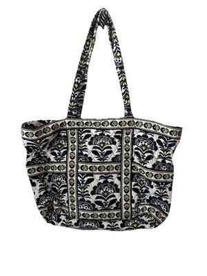 Vera Bradley Black White Floral Tote Bag Pocketbooks Quilted FANFARE PRINT Purse