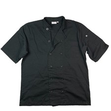 Chef Works Black Double Breasted Short Sleeve Chef Coat Black Shirt Uniform L