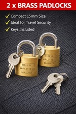Burg Wachter 15mm Brass Padlocks x2 Small Travel Luggage Suitcase Lock holiday