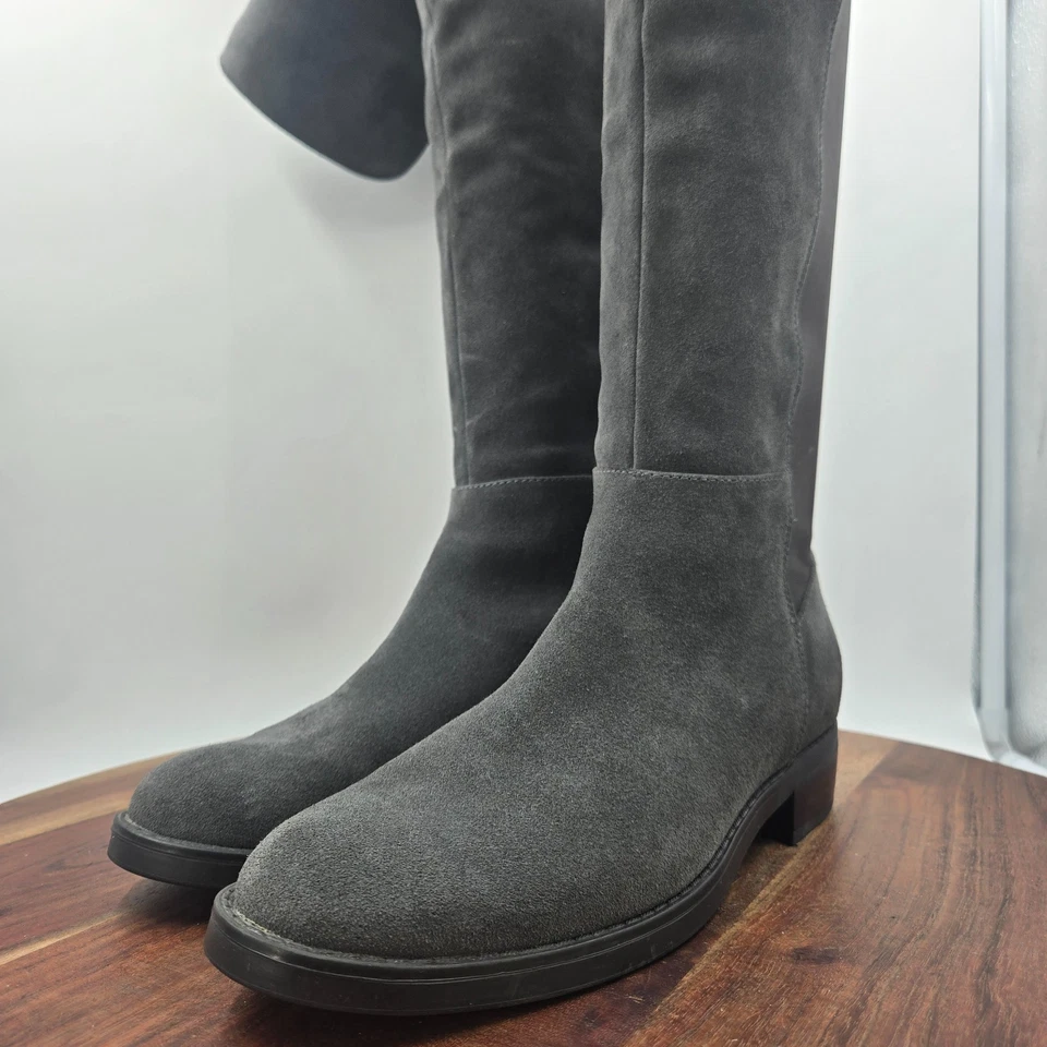 Botas Blondo Ellie Para Mujer 8M Gris Gamuza Hasta la Rodilla Altas Montar 50/50 Impermeables Foto 4 de 4