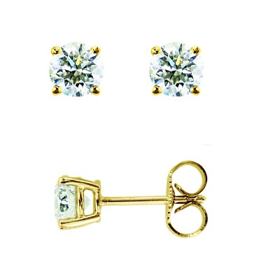 0,10 kt echte natürliche runde J-K Diamant Solitär Ohrstecker in 14 K Gelbgold