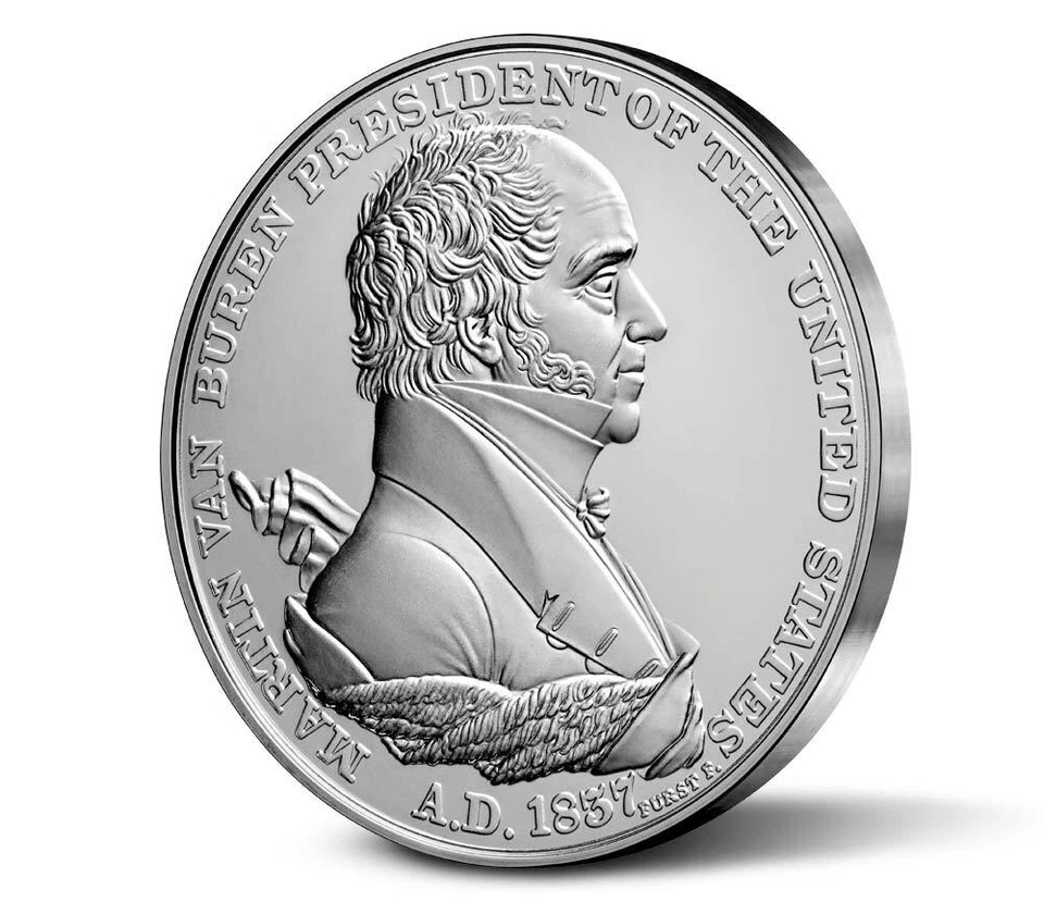 2021 United States Presidential Medal Martin Van Buren 1 oz Silver Matte Medal  - Image 4 of 4