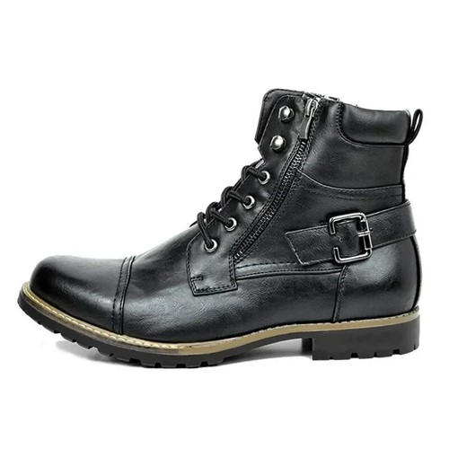 Herren Stiefel Metall Doppelreißverschluss Motorradstiefel Männer Leder Großbritannien Stiefeletten - Bild 9 von 27