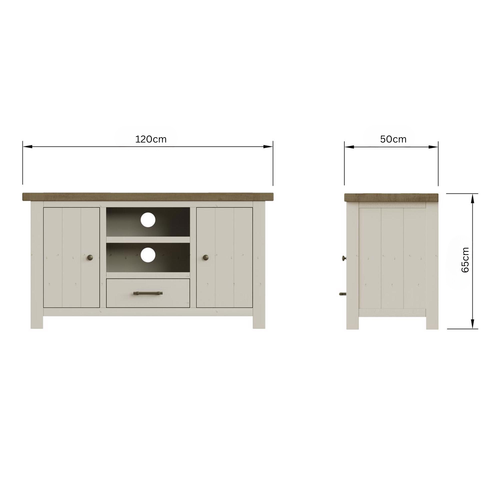 Solid Reclaimed Pine TV Unit 2 Door 1 Drawer Driftwood Finish - Picture 9 of 9